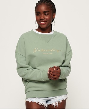 Superdry Jade Slouchy Crew Női Pulóver Olivazöld | USWVJ2649